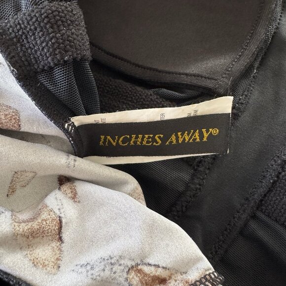 Inches Away Swim One Piece Swimsuit Contour Ruched Ruffle Black Full Coverage 10 - Picture 8 of 15